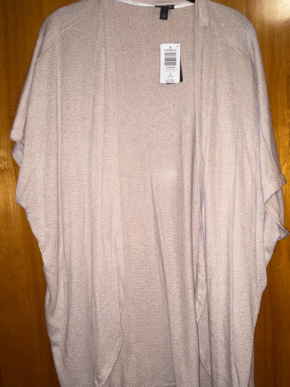 Torrid Beige Open-Front Draped Cocoon Cardigan